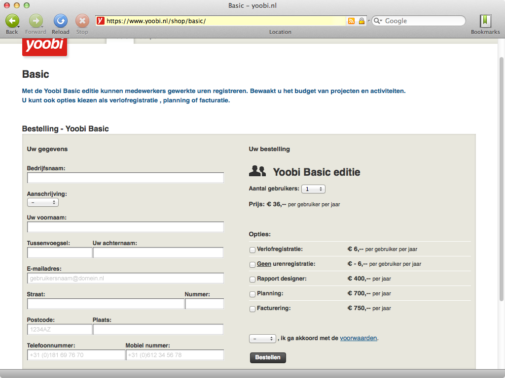yoobi.nl - shop - bestelformulier
